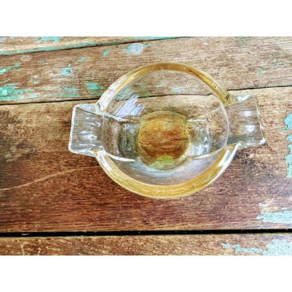 Vintage MCM Amber Art Glass Ash Tray - Picture 3 of 7
